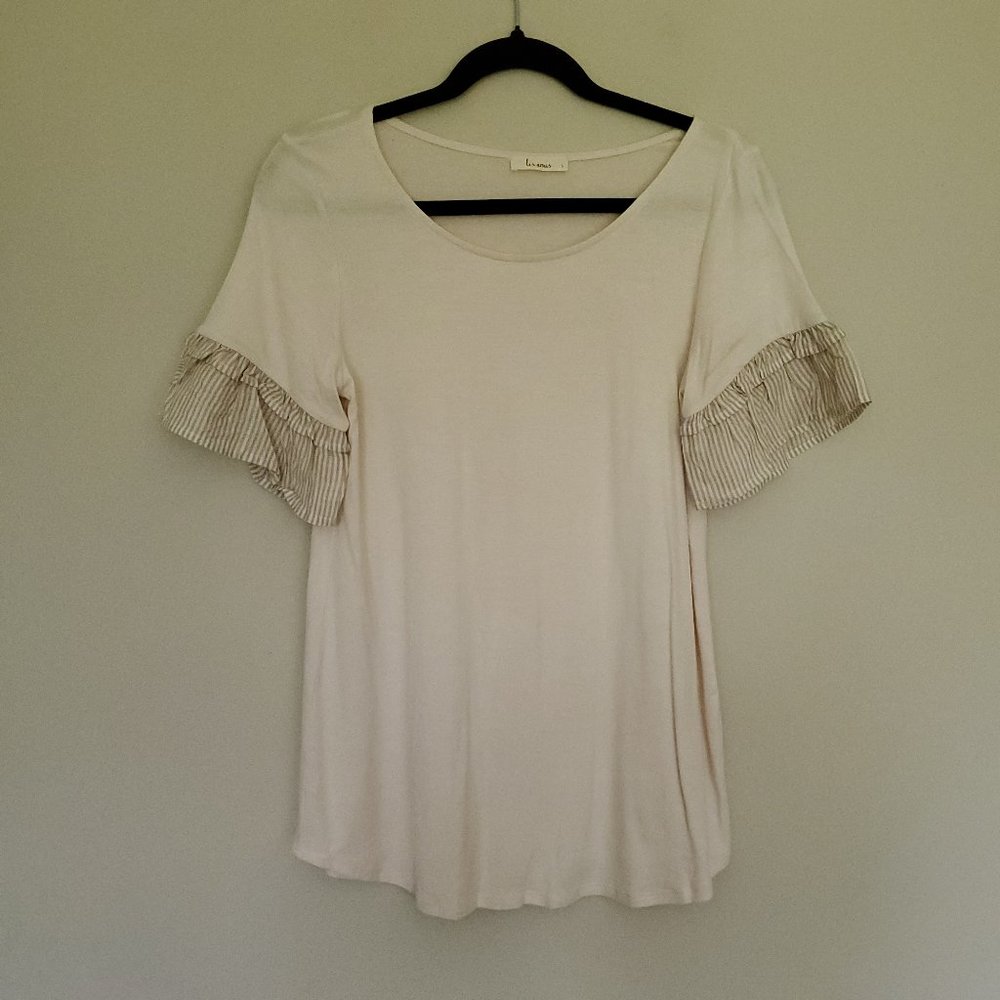 Les Amis cream ruffle detail short sleeves top S